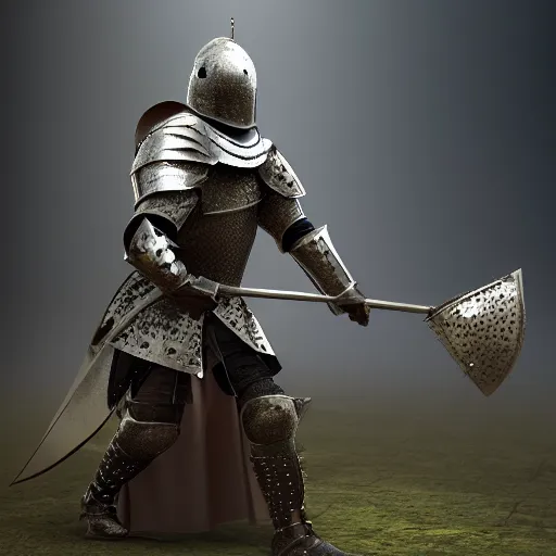 Prompt: knight with spiky armour and a medieval flail highly detailed, dramatic lighting, cinematic, 4k