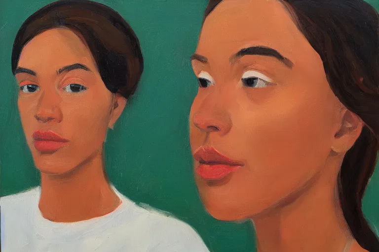 Prompt: a portrait of camela, oil painting by alex katz, trending on artstation