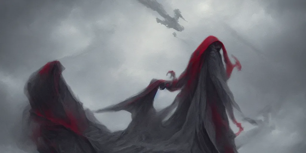 Prompt: the grim reaper, in the sky, pain, soft grey and red natural light, intricate, digital painting, artstation, concept art, smooth, sharp focus, illustration, art by greg rutkowski and luis rollo and uang guangjian and gil elvgren, symmetry!