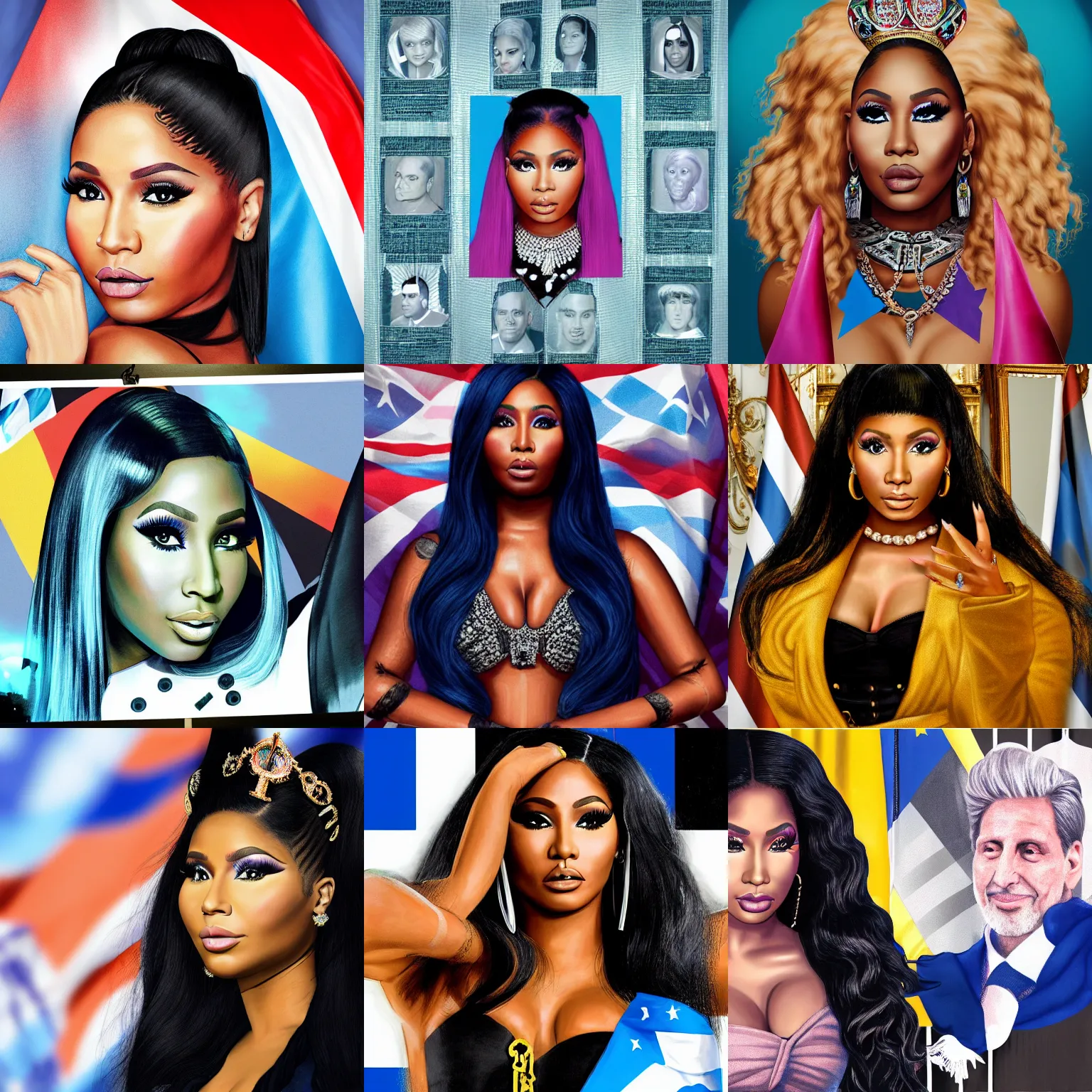 Prompt: Nicki Minaj portrait, as president of Argentina, flags of Argentina behind, in the Argentine Congress, hd image, super detailed