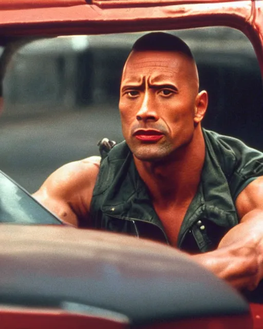 Image similar to film still close - up shot of dwayne johnson as travis bickle from the movie taxi driver. photographic, photography