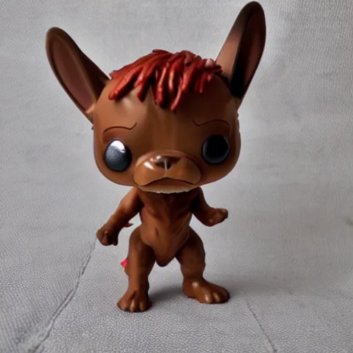 Image similar to three legged red faun french bulldog funko pop