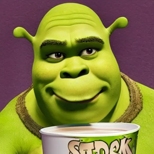 Prompt: shrek drinking cream