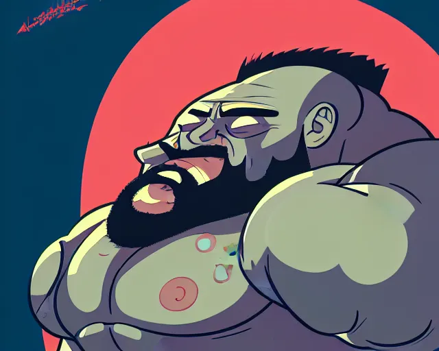 Image similar to a study of cell shaded cartoon of zangief, illustration, wide shot, subtle colors, post grunge, concept art by josan gonzales and wlop, by james jean, Victo ngai, David Rubín, Mike Mignola, Laurie Greasley, highly detailed, sharp focus, alien, Trending on Artstation, HQ, deviantart, art by artgem