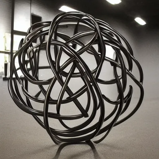 Prompt: a metal sculpture of the best knot from knot theory