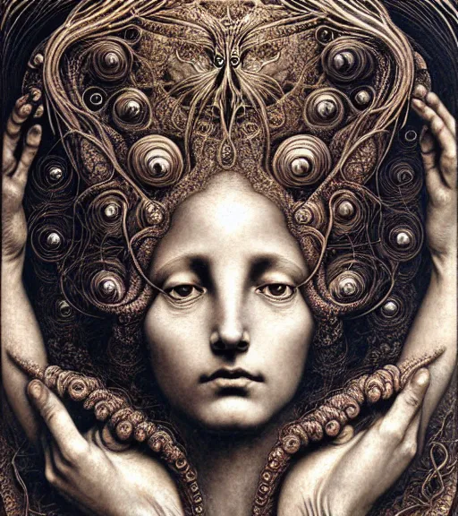 Image similar to detailed realistic beautiful bast goddess face portrait by jean delville, gustave dore, iris van herpen and marco mazzoni, art forms of nature by ernst haeckel, art nouveau, symbolist, visionary, gothic, neo - gothic, pre - raphaelite, fractal lace, intricate alien botanicals, ai biodiversity, surreality, hyperdetailed ultrasharp octane render