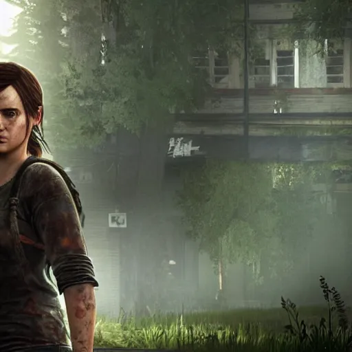 Image similar to an in-game screenshot of Adele as a character in The Last of Us 2