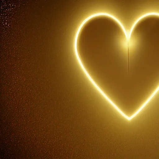 Image similar to golden heart radiating light, octane render, hd,