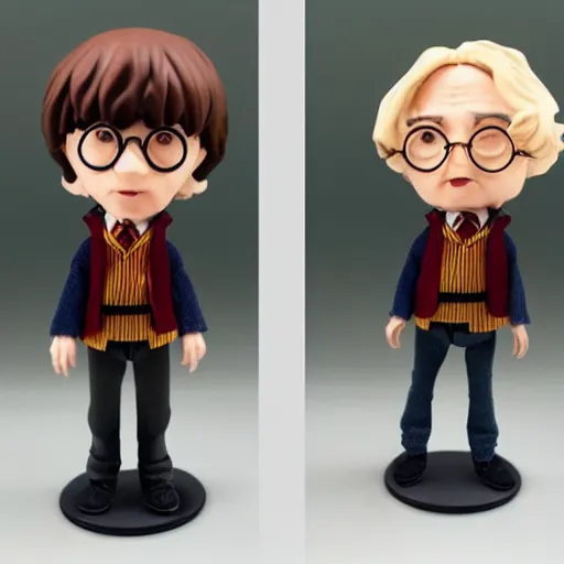 Image similar to a stopmotion puppet of a still of harry potter, vinyl action figure, plastic, toy
