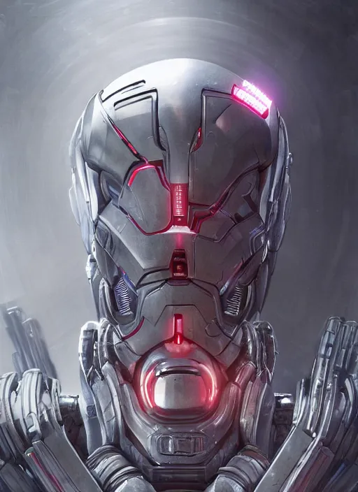 Image similar to cyborg, borg, android, strogg, face of a man, body of a robot, droid, robocop, cable, victor stone, ultron, terminator, machine, flesh, quake, doom demon, wolfenstein, monster, octane render, from an anime movie, symmetry, symmetrical, concept art by ruan jia and greg rutkowski