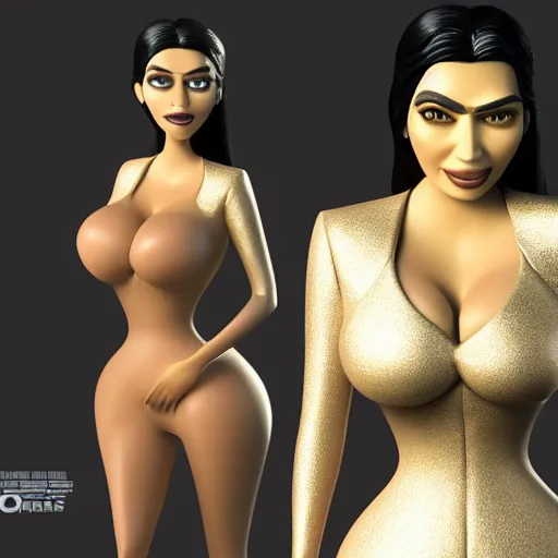 Prompt: undead kim kardashian as seen in pixar animated movie 4 k render octane remake by christopher nolan