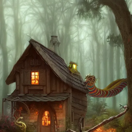 Image similar to hansel and gretel lakehouse dragon digital art, irina french, heraldo ortega, mandy jurgens golden ratio, art canvas, award winning, masterpiece trending on artstation 8 k 1 5 0 mpx