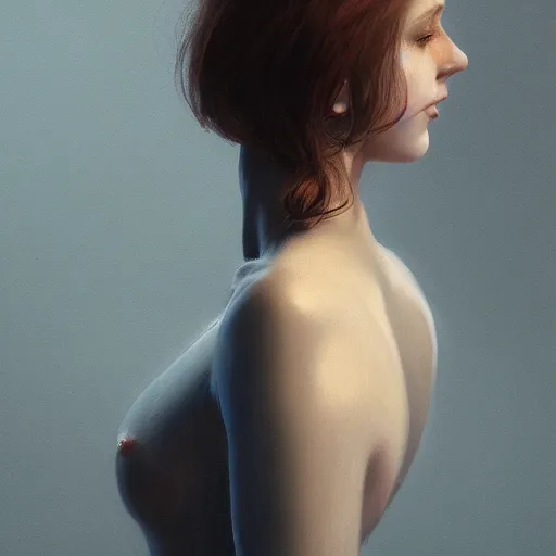 Image similar to a beautiful woman, anatomy studies, aesthetic, oil painting, pale colors, high detail, 8 k, wide angle, octane render, trending on artstation,