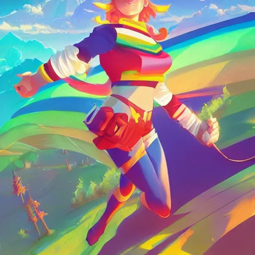 Image similar to hero world rainbow brite, behance hd by jesper ejsing, by rhads, makoto shinkai and lois van baarle, ilya kuvshinov, rossdraws global illumination