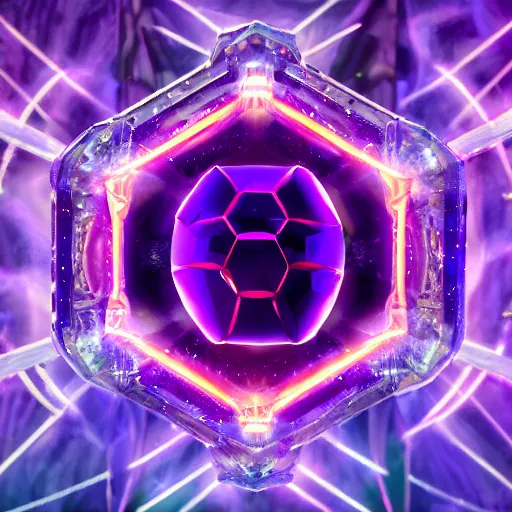 Image similar to purple powerful magic mana symbol, crystal helix cyber structure, epic legends game icon, stylized digital illustration, radiating, a glowing aura, global illumination, ray tracing, hdr, unreal engine, octane render, trending on arstation, by ian pesty and katarzyna bek - chmiel