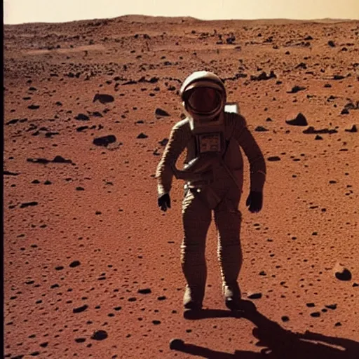 Image similar to extremely detailed photo of carl sagan walking on mars, detailed face