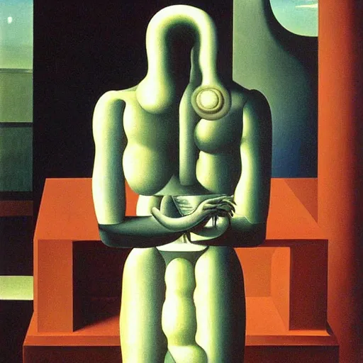 Prompt: “ painting of the problem of knowledge, philosophy, by de chirico, by magritte ”