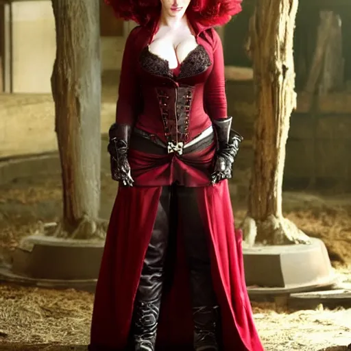 Image similar to full body photo of christina hendricks as a vampire warrior