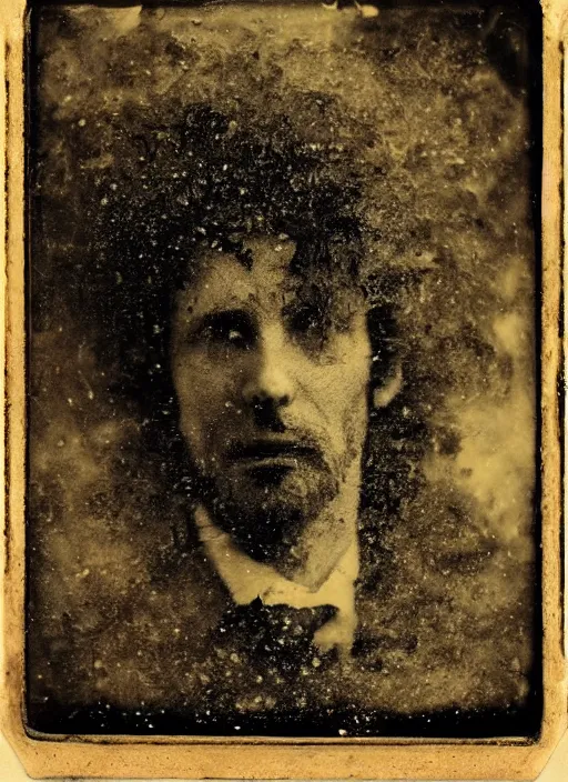 Prompt: old wetplate daguerreotype portrait of a gentleman explosion of data fragments, fractal, intricate, elegant, highly detailed, parallax, leica, medium format, subsurface scattering, by jheronimus bosch and greg rutkowski and louis jacques mande daguerre