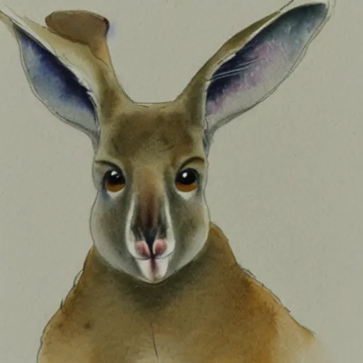 Image similar to watercolor sketch of a story book kangaroo