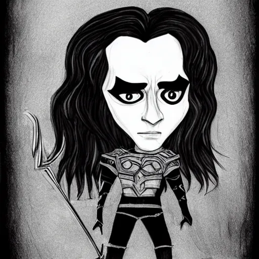 Prompt: loki drawn by tim burton