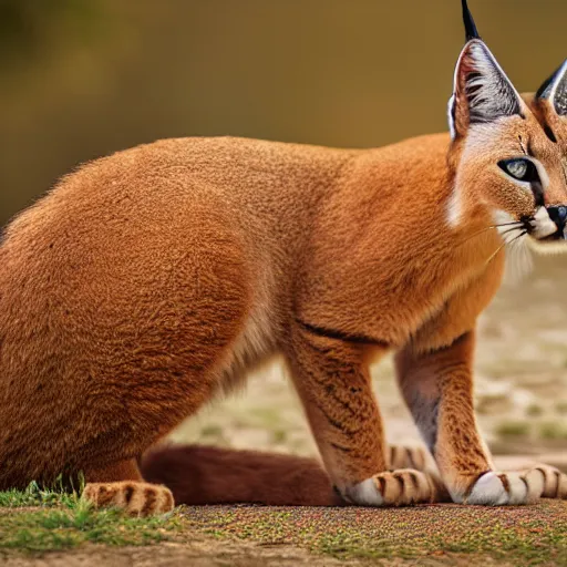 Image similar to a cute caracal playing guitar, Realistic, Refined, Highly Detailed, outdoor fine art photography, volumetric lighting, hyper realistic photography