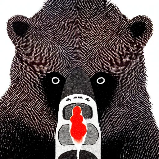 Image similar to bear sniff red candle, bear sniff red cocaine