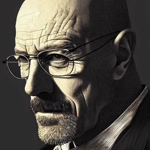 Image similar to portrait of Breaking Bad\'s Mike Ehrmantraut, elegant, intricate, headshot, highly detailed, digital painting, artstation, concept art, sharp focus, illustration, art by artgerm and greg rutkowski and alphonse mucha