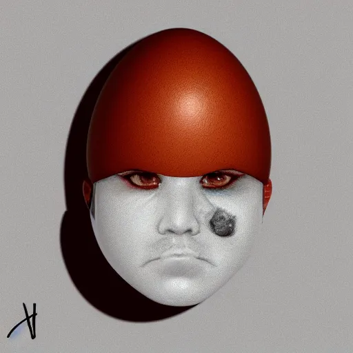 Image similar to An egg with an Italian looking human face on it, Digital Art, Trending on Artstation