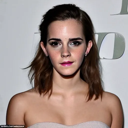 Image similar to a full - figure profile photograph of a woman who is a genetic combination of emma watson and kim kardashian