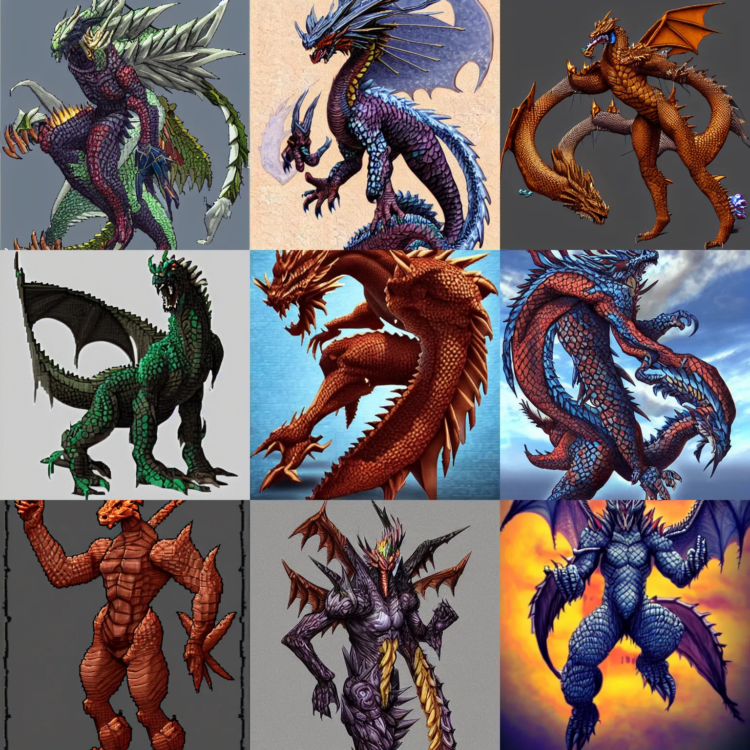Prompt: human and dragon fusion, PixelArt, highly detailed, 3D