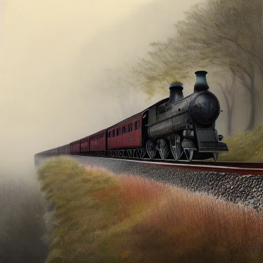 Prompt: an old train under the bridge by Aron Wiesenfeld and beksincki, cinematic, detailed illustration, nature, fog, dark colors, suspense, intricate, 8k