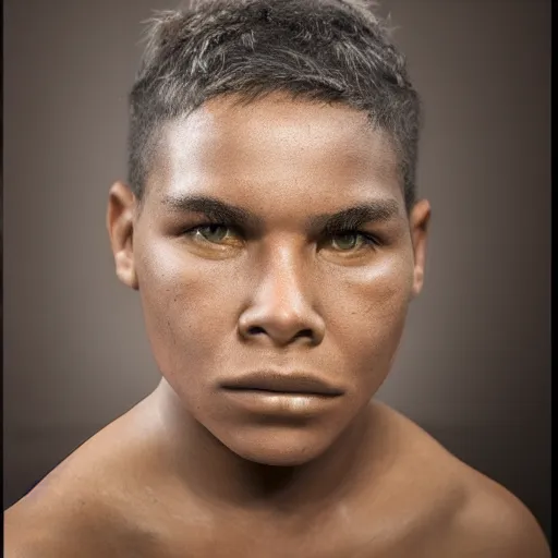 Prompt: portrait of a 20 year old aboriginal male, studio lighting, realistic, detailed