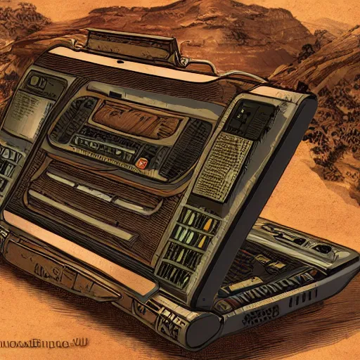 Prompt: Portable computer in ancient time, highly detailed, highly realistic, artstation