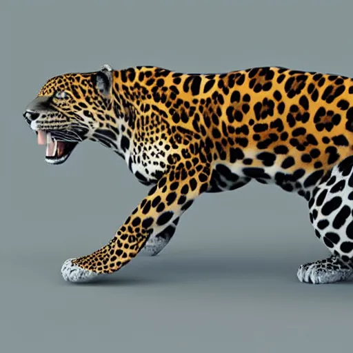 Image similar to a 3d low poly jaguar, realistic, unreal engine, octane render, cycles render