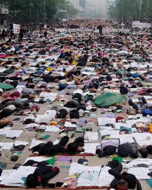 Image similar to tangping lying flat protest movement in china