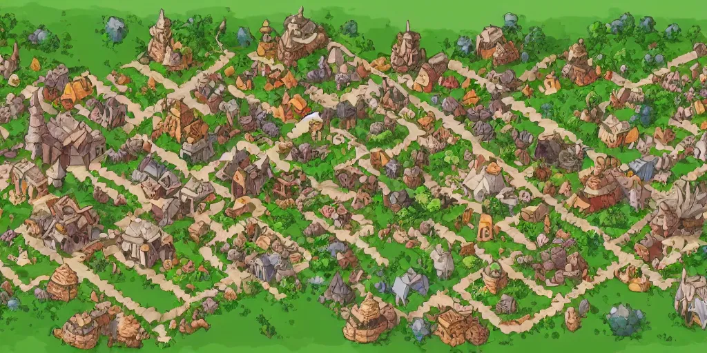 Image similar to a high detailed fantasy village vector art an aerial view of a cartoonish rpg village by dungeondraft, dofus, patreon content, hd, straight lines, vector, grid, dnd map, map patreon, fantasy maps, foundry vtt, fantasy grounds, aerial view, dungeondraft, tabletop, inkarnate, dugeondraft, roll 2 0