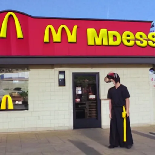 Prompt: Jesus working at McDonalds