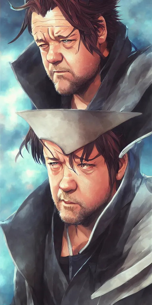 Prompt: anime portrait of Russell Crowe as an anime man by Stanley Artgerm Lau, WLOP, Rossdraws, James Jean, Andrei Riabovitchev, Marc Simonetti, and Sakimichan, trending on artstation