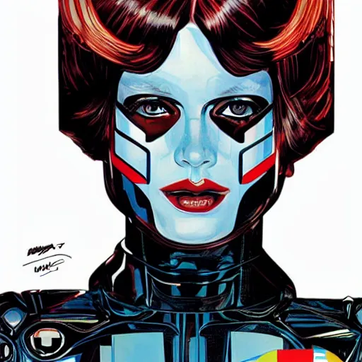 Image similar to portrait of a female android, by DC comics and Sandra Chevrier