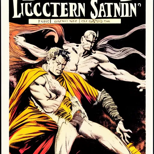 Image similar to lucifer against sandman, comic book, by frank miller, 4 k, 3 d