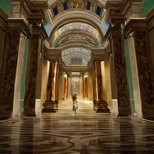 Prompt: Paint the secrets inside the Vatican, Trending artstation, cinematográfica, digital Art