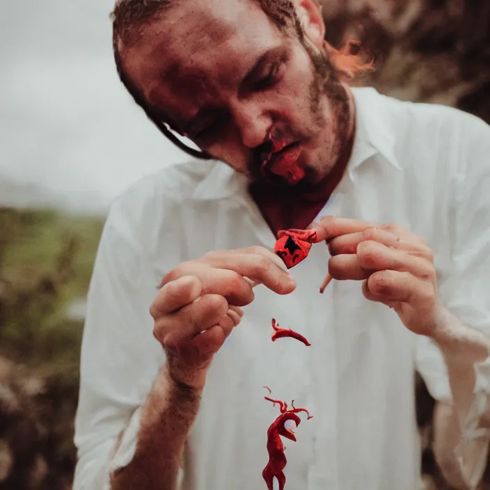 Image similar to um homem vestindo uma tunica em um ritual satanico, high definition, canon eos c 3 0 0, ƒ 1. 8, 3 5 mm, 8 k, medium - format print