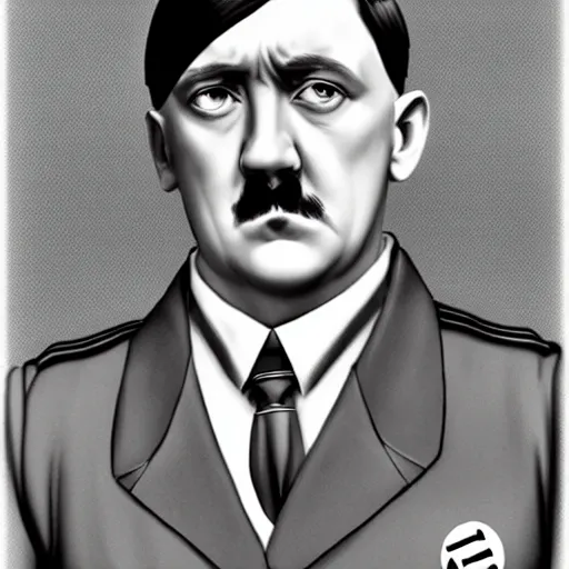 Prompt: adolf Hitler looks like a cute anime girl with long curly hair and big tempting eyes, by studio Shaft