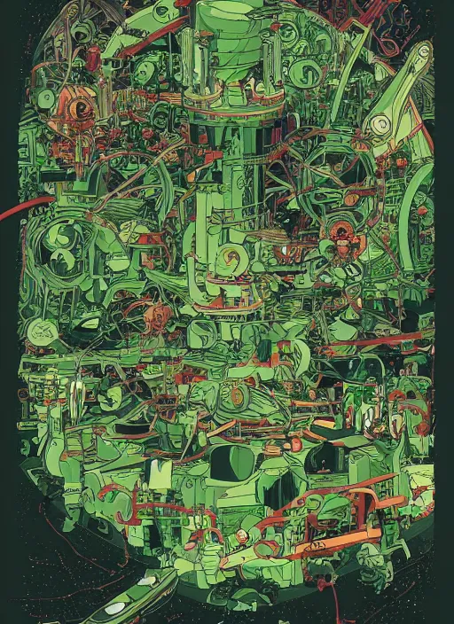 Image similar to Kermit the frog cutaway diagram, Kilian Eng, Dan Mumford, detailed