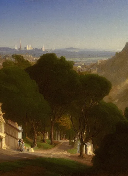 Image similar to a thomas cole painting of a street in san francisco