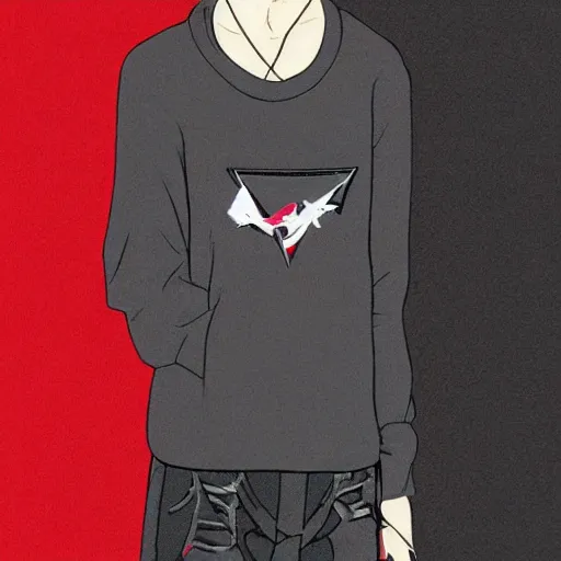 Prompt: balenciaga vetements fashion influencer character minimalistic illustration akira official art anime style