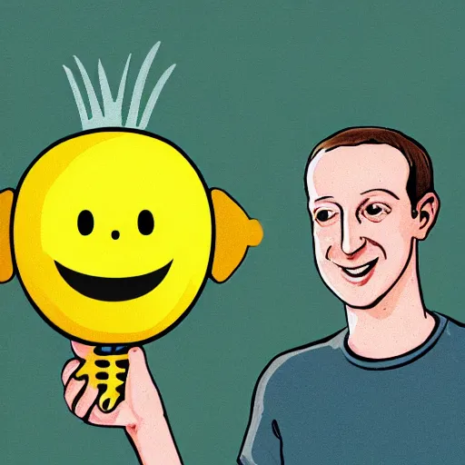 Image similar to anthropomorphic lemon (((Mark Zuckerberg))), a lemon is the CEO of Meta