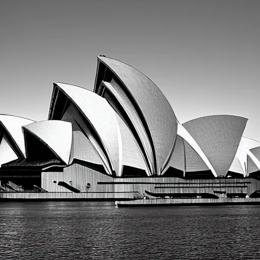 Image similar to Sydney Opera house, photo by ansel adams |