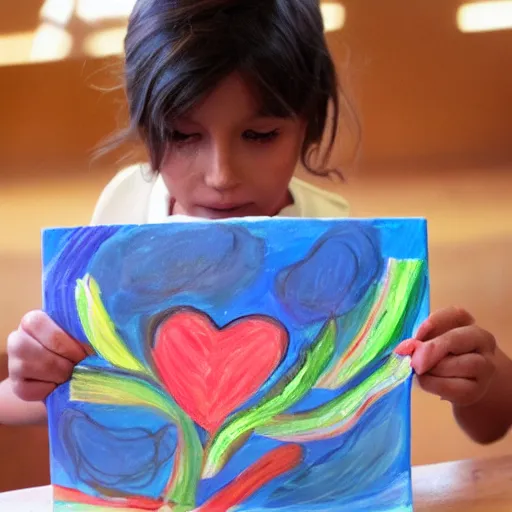 Prompt: a child painting of love